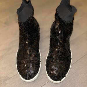 Sequin Black Ankle Boots